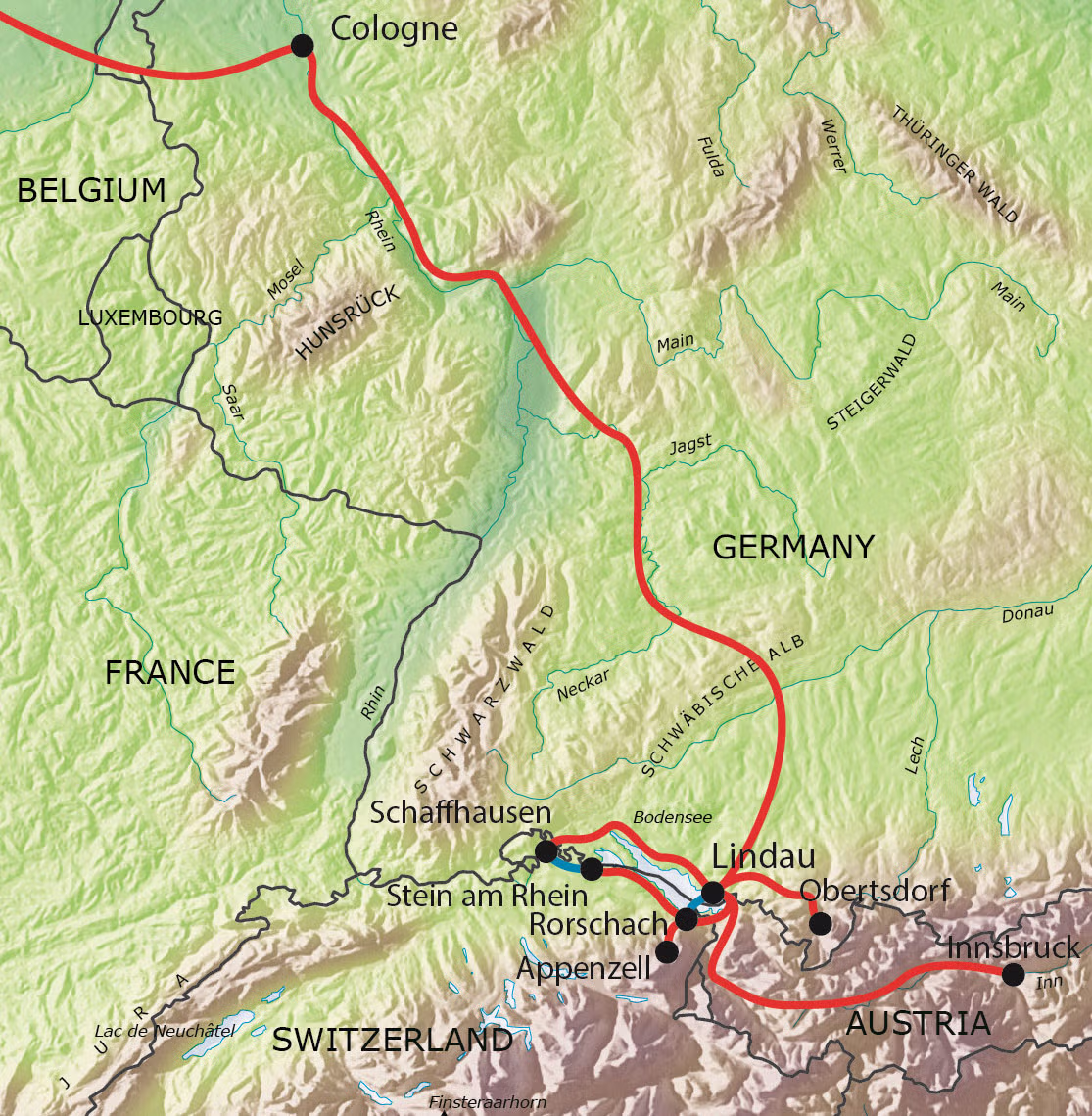 Tour route map Map